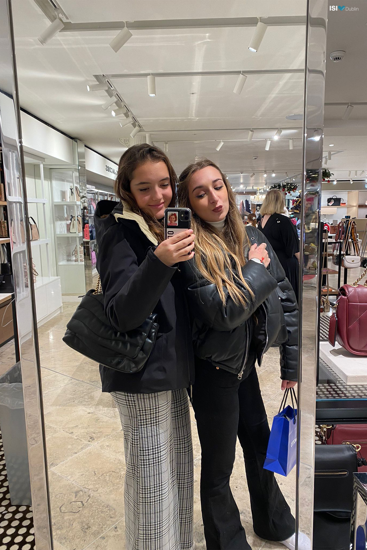 Abril and Martina doing some shopping