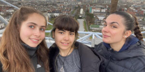Clara, Laia and Noa taking in the views of the city