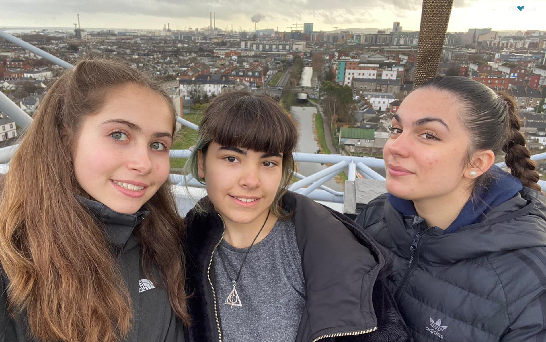 Clara, Laia and Noa taking in the views of the city