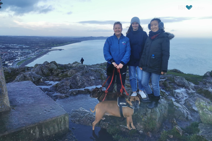 Annalea, Kurumi and their host mother at the top of Bray Head