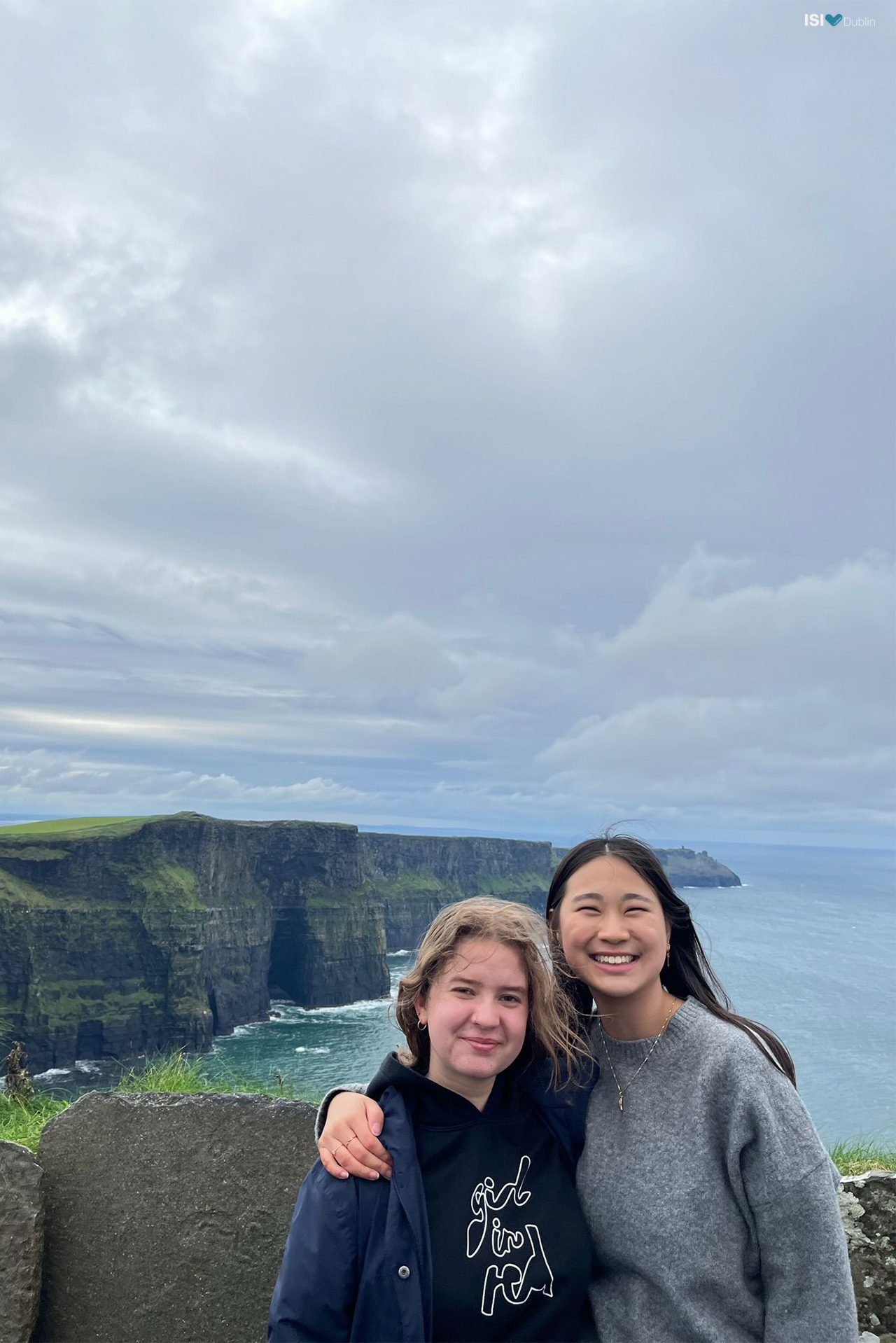 Yichan and Paula at the Cliffs of Moher, Co.Clare