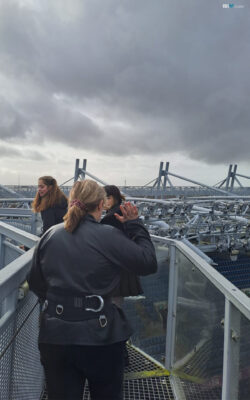 Clara, Laia and Diana on the skyline tour of Croke Park
