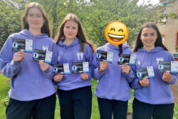 Marisol Wiest, Louise Schaefer and Yara Aeschlimann with Tickets for The TY Musical in St Marys