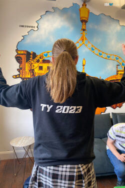 Saskia Tellenbach with her TY Graduate Hoodie