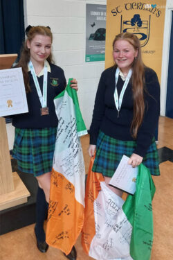 Line Thoene and Jule Gerbig at their TY Graduation in St Tiernan's 1