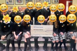 Servane Le Carpentier with The Fundraising Cheque for Irish Cancer Society's Daffodil Day