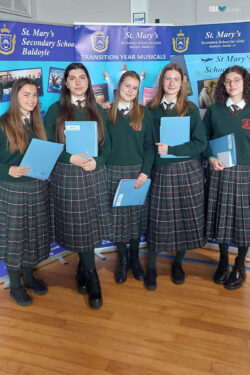 Yara Aeschlimann, Viola Charlotte Carrara, Louise Schaefer, Marisol Wiest, and Clara Sturm at St Mary's TY Grad