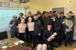 Niccolo Morellini and Moritz Killat Doing First Aid in Marian College